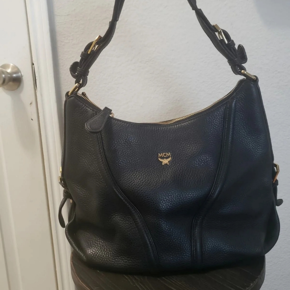 MCM pebble leather hobo bag